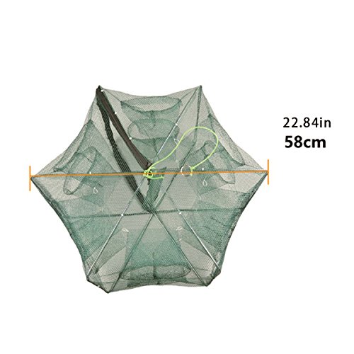 EASY BIG Portable Fishing Nets Foldable Hand Casting Bait Traps Cage for Fish Shrimp Minnow Crayfish Crab Baits Cast Mesh Trap, Easy Use Fishing Cage Crab Fish Minnow Crawdad Shrimp