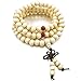INBLUE Women,Men's 8mm Wood Bracelet Link Wrist Necklace Chain Tibetan Buddhist White Sandalwood Bead Prayer Buddha Mala Chinese Knot Elastic