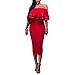 Dynen Women's Off Shoulder Ruffles Bodycon Cocktail Party Midi Dress