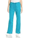Cherokee Women's WW Flex Mid-Rise Moderate Flare Drawstring Scrub Pant, Teal Blue, Large