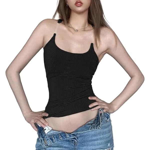 Dynict Invisible Strap Tank Tops Y2k Aesthetic Sexy Tank Tops for