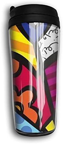 Romero Britto Heart Painting Coffee Cafe Cups Espresso Volume 350 Ml Young Curve Line Stainless Steel Hot Cold Heat Preservation