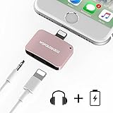 Lightning Adapter for iPhone 7/7 Plus,Ancent 3nd Generation Lightning to Aux 3.5mm Audio Headphone and Charge Cable Splitter Compatible for iOS 10.3-Rose