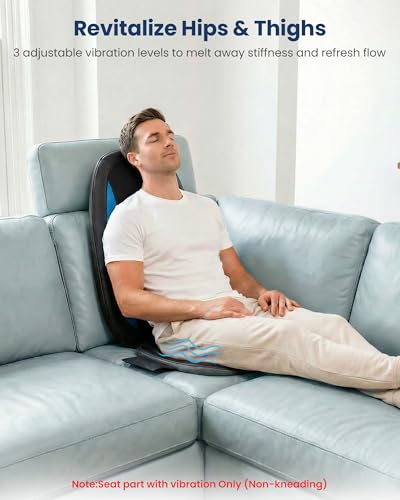 COMFIER Asiento Masajeador Espalda Shiatsu, Masajeador de Espalda con Funciones de Calor y Vibración, Relajación para el Cuello, los Hombros y la Espalda, para el Hogar y la Oficina, Regalo Mujer