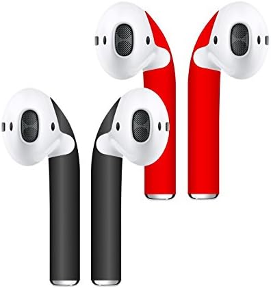 Airpod Skins Protective Wraps (2 Pack) – Minimal Stylish Covers Customization and Protection, Compatible Apple AirPods (Matte Black and Red)