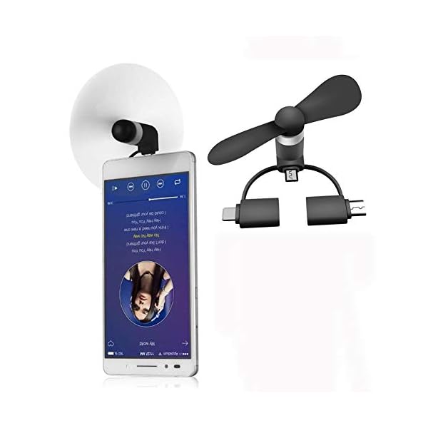 Mini Phone Fan,3-in-1 Portable Cell Phone Fan for Samsung Android Outdoor Cooling Fan Cooler Rotating Fan 3 Pack (Black…