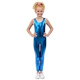 Stretch is Comfort Kid's Metallic Tank Barbie Unitard (XLC (12-14), Turquoise)