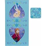 Disney Frozen Bath Towel & Wash Cloth Set (Elsa & Anna Blue)