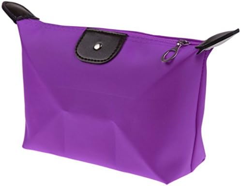 KiraShan - Small Nylon Zipper Cosmetic Travel Bag Case Organizer Storage Hand Bag - Great for Travel Gym School Supplies Home Make Up Crafts (Purple)