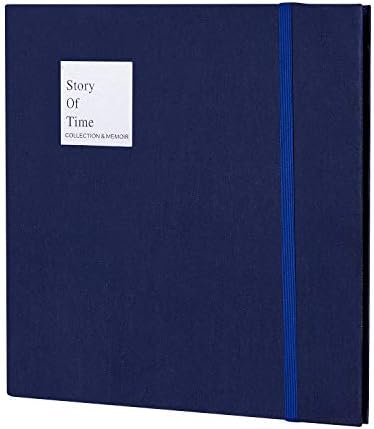 ManasUK photo album scrapbook, flannel black page album, DIY memory book, best family for family and friends(blue)