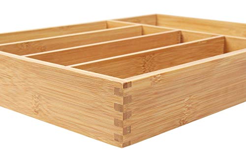 Royal Brands Bamboo Utensil Drawer Organizer Tray Bamboo Cutlery Drawer Organizer Flatware Tray (18" x 12" x 2")