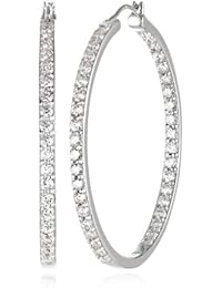 Platinum or Gold Plated Sterling Silver Inside-Out Hoop Earrings made with Swarovski Zirconia