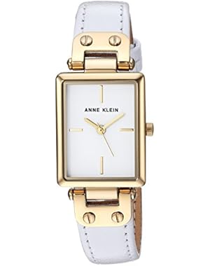 Women's AK/3204WTWT Gold-Tone and White Leather Strap Watch
