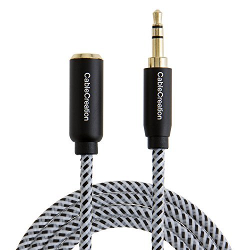 CableCreation 6-Feet 3.5mm Audio Extension Cable, Male to Female with Premium Metal, Compatible Smartphones, Tablets and MP3 Player, Black Color