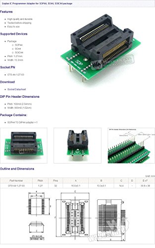 Waveshare SOP44 TO DIP44 SOP44 SO44 SOIC44 Enplas IC Programming Adapter Test Burn-in Socket 1.27mm Pitch