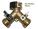 ALPHA HOME 2-Way Solid Brass Y Valve Garden Hose Connector Splitter with Comfort Grip and Extra Washers
