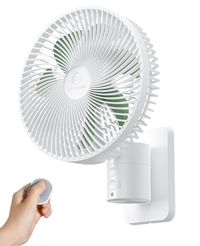 Wandmontierter oszillierender kleiner Ventilator mit Fernbedienung, 21,6 cm Schlafzimmer Wohnmobil-Ventilatoren, 4 Geschwindigkeiten, Timer, leiser Wa