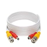 10FT White Premade BNC Video Power Cable/Wire for Security Camera, CCTV, DVR, Surveillance System, Plug & Play (White, 10)