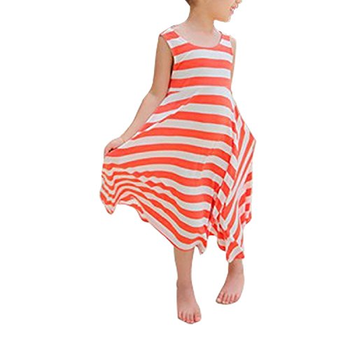 Metee Dresses Girls Orange Sleeveless One Piece Beach Long Dress Cotton Striped Skirts Size 3 4 Years Buy Online In Bermuda At Bermuda Desertcart Com Productid