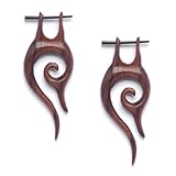 81stgeneration Women's Men's Wood Hand Made Stick Fish Hook Tribal Earrings