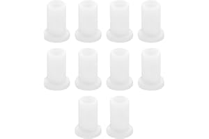Qimoo 10pcs Flanged Sleeve Bearings M5 Bore 7.2mm OD 12mm Length POM Wrapped Oilless Bushings Nylon Bushings for Shaft, White