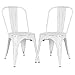 Poly and Bark Trattoria Kitchen and Dining Metal Side Chair in Distressed White (Set of 2)