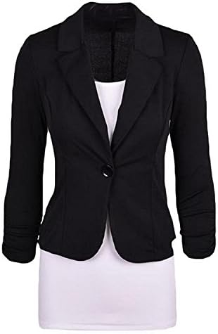 Angelia Daugh Women's Colors Work Wear One Button Casual Office Suits Dark blue 2XL Dark BlueUS XX-Large