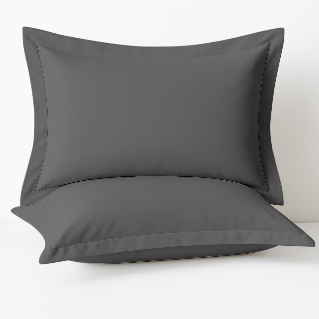 Comfort Beddings Heavy Quality 600 Thread Count 100% Egyptian Cotton Oxford Grey Extra Large Pillow Case Pair 22" x 31"