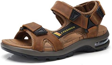 Scennek Men's Leather Outdoor Sport Sandals Velcro Non-Slip Daily Casual Beach Shoes 5.5-11UK
