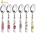 Dinner Spoons Set, Elegant Life 6-Piece Handle Ceramic Stainless Steel Cutlery Spoons Set, Great Soup Spoons, Use for Home, Kitchen, or Restaurant, 8.3 Inches