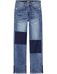 encontrar. Jeans rectos de contraste de tiro alto para dama