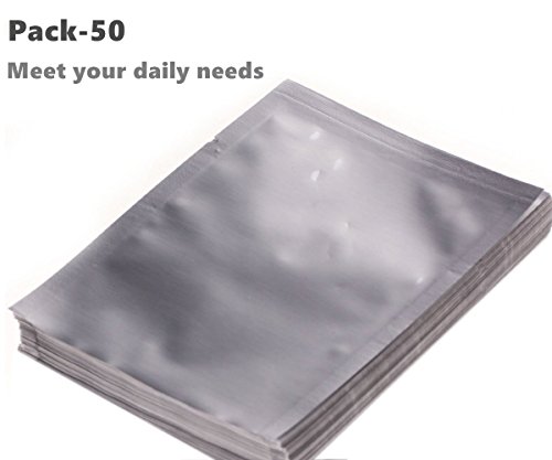 Wekoil 50 PCS Large Mylar Bags Clear Zipper Lock Aluminum Foil Bags Resealable Packaging Plastic Pouches Bulk Foil Lined Seal Wrapper Coffee Candies Electronic Accessories Storage 18CMx25CM/7 x10