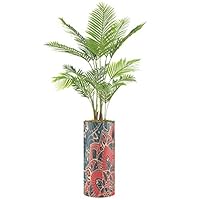 SIGNWIN Areca Palm Tree with Red, Blue & Black Mandala Pattern Vase Geometric Shapes Minimalism Zen Relax/Calm Multicolor Ultra for Living Room, Bedroom, Office - X-Large 5 Feet (60