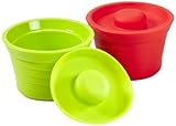 Kinderville Little Bites Silicone Storage Jars, Set of 2, in Red/Green