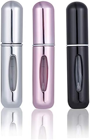 Set of 3 5ml Perfume Atomizer Women Spray Bottle Travel Portable Refill Container (Black, Silver, Pink)