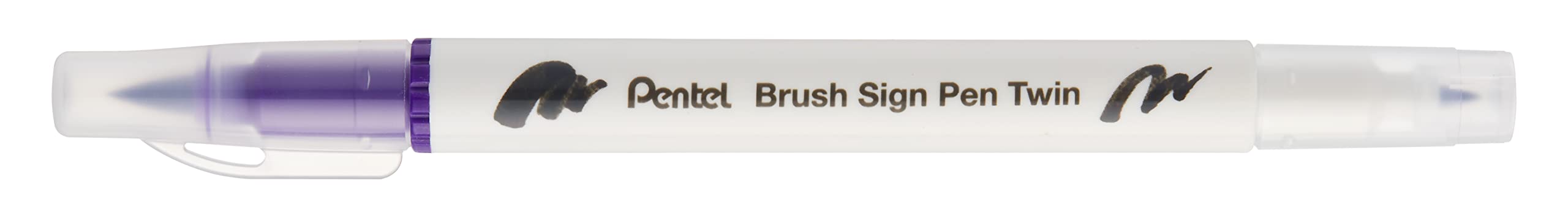 Pentel Brush Sign Pen Twin Tip Violet - Pack of 10