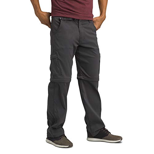 prAna - Men's Stretch Zion Convertible Water-Repellent Pants for Hiking and Everyday Wear, 32" Inseam, Charcoal, 32