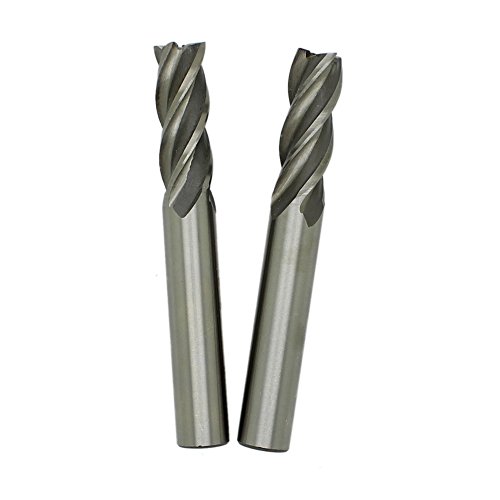 In-tool-home 3/8" X 3/8" 4 Flute Straight Shank HSS Spiral End Mill Milling Cutter Drill Bit Pack of 2