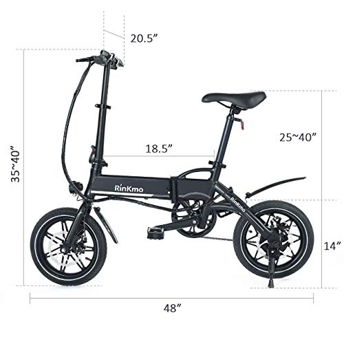 RINKMO FEB-S1 Folding Electric Bike,14 Inch Electric Bicycle with Dual Disc Brakes,36V 8Ah Removable Lithium-Ion Battery, Power Assist,250W Brushless Gear Motor, Suitable for Teens and Adults - Thumbnail 6