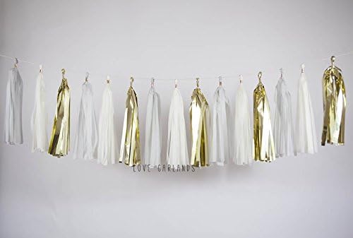 Ivory Gold Light Grey Tassel Garland, Light Grey Tassel Garland, Light Grey Garland, Light Grey Party Decor, Light Grey Baby Shower, Light Grey Birthday Party, Light Grey Cake Smash Party Decor