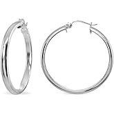 Sterling Silver High Polished 3mm Half Round Click-Top Hoop Earrings, Choose a Size or Hoop Set