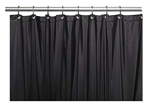 Elegant Home Heavy Duty Vinyl Shower Curtain Liner with 12 Metal Grommets Black