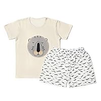 OllCHAENGi Infant Toddler Kids Boys Girls Cotton Pajama Sleepwear Set Short Sleeve 18M-12Y "Tiger" (100)