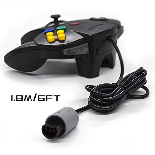 Wired Controller for Nintendo 64 N64 Console, Upgraded Joystick Classic Video Game Gamepad(Black)