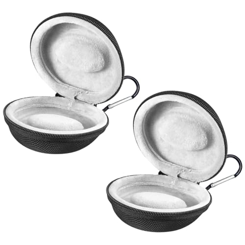 2-Piece Watch Travel Case Set, Round Protective Storage with Soft Plush Interior, Fits All Wristwatches up to 50 mm, Individual Cases for Two Watches, gray Velvet interior, 2 carabiners included