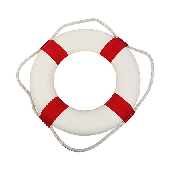 KobwaTM-Navy-Accent-Nautical-Welcome-Aboard-Decorative-Cloth-Life-Ring-Buoy-Room-DecorRed-with-Kobwas-Keyring