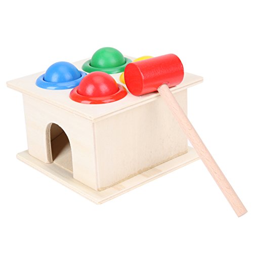 image for Awakingdemi Wooden Knock Ball Hammer, Multicolor Small Hit Ball Toys W