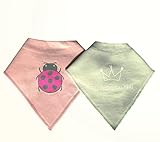 Baby Bandana Bibs Made of 100% Organic Cotton Soft and Comfy for Baby Girl. Cute Burp Clothes Pink and Light Green. Pack of 2