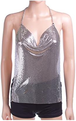 CN1318 - Women's Sexy Fancy Mesh Body Top Chain Body Jewelry Bikini Bra Chain Party Body Chain (SILVER)
