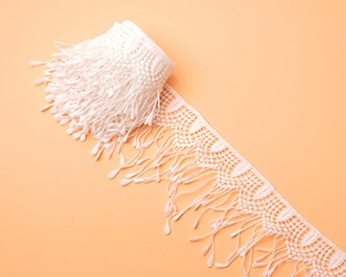 Milesky Tassel Lace Trim Sewing Applique Lace Ribbon DIY Craft Bridal Wedding White LTR02 (LTR02 - 2 yards)